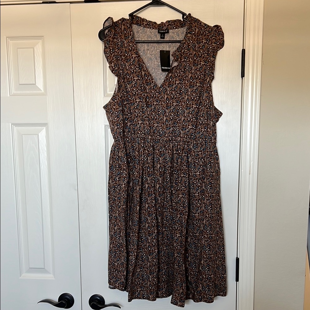 Torrid Brown and Black Pleated Mini Sundress
